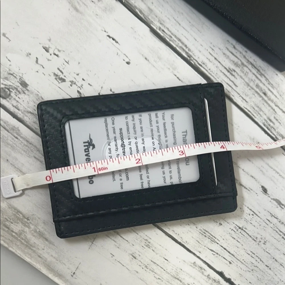 Travelambo Black Leather Card Holder Wallet Slim RFID Blocking